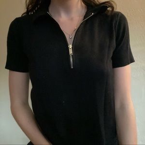 Zara knit top with gold zipper - size S
